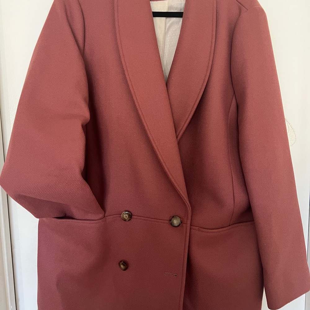Sezane James coat-Women’s Double-Breasted- XL/14 rust pink